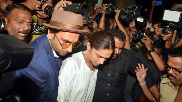Mumbai: Actors Ranveer Singh and Deepika Padukone visit actor Anil Kapoor’s residence. (PTI) Mumbai: Actors Ranveer Singh and Deepika Padukone visit actor Anil Kapoor’s residence. (PTI)
