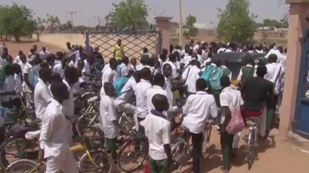 Students in Damaturu, Nigeria, on Monday. Some students stayed away from the school in northern Nigeria where Boko Haram extremists seized 110 girls in a raid a week ago. (AP Photo) Students in Damaturu, Nigeria, on Monday. Some students stayed away from the school in northern Nigeria where Boko Haram extremists seized 110 girls in a raid a week ago. (AP Photo)