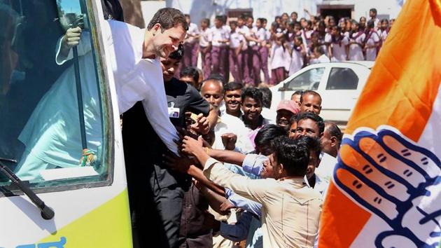 Rahul Gandhi meets Congress supporters during a public rally on his way to Belagavi district, in Karnataka. (PTI File Photo) Rahul Gandhi meets Congress supporters during a public rally on his way to Belagavi district, in Karnataka. (PTI File Photo)