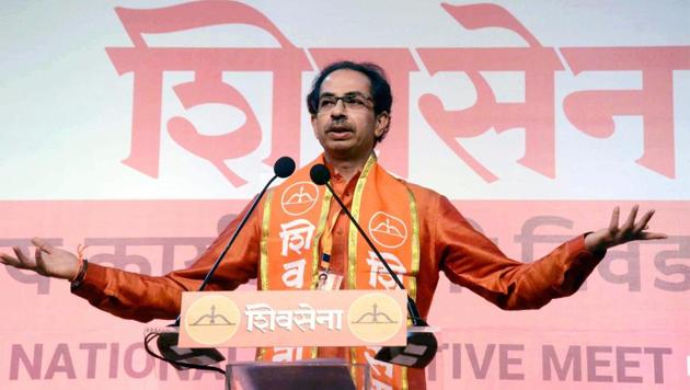 Shiv Sena president Uddhav Thackeray addresses the party's national executive meeting at NSCI Worli in Mumbai. Tuesday’s incident took place in Parner taluka in the afternoon after Thackeray’s convoy had left towards a helipad, around 9km from the venue, after the function. (PTI File Photo) Shiv Sena president Uddhav Thackeray addresses the party's national executive meeting at NSCI Worli in Mumbai. Tuesday’s incident took place in Parner taluka in the afternoon after Thackeray’s convoy had left towards a helipad, around 9km from the venue, after the function. (PTI File Photo)