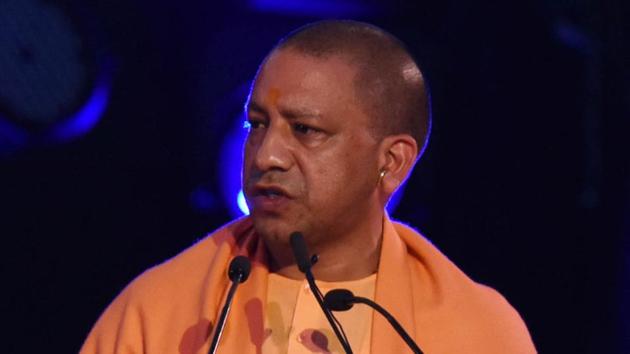 Chief Minister Yogi Adityanath speaking at the inaugural session of the UP Investors' Summit-2018 at the Indira Gandhi Pratishthan in Lucknow.(Subhankar Chakraborty/HT File Photo)