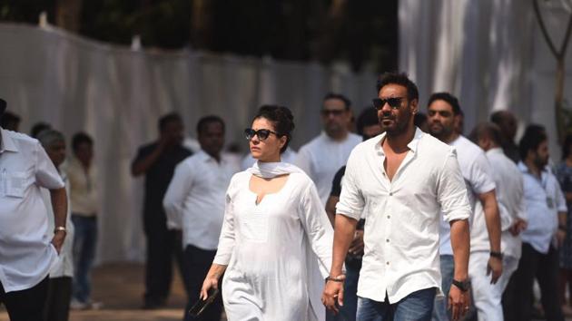Ajay Devgn and Kajol seen arriving  at the sports club in Mumbai. (Satish Bate / HT Photo) 