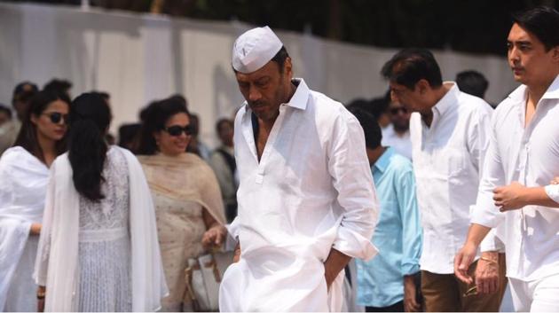 Actor Jackie Shroff arrives to pay his last respects. (Satish Bate / HT Photo) 