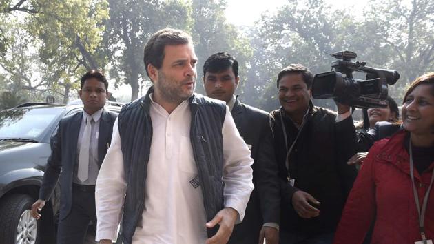Congress president Rahul Gandhi at Parliament House, New Delhi, February 1 (Arvind Yadav/HT PHOTO) Congress president Rahul Gandhi at Parliament House, New Delhi, February 1 (Arvind Yadav/HT PHOTO)