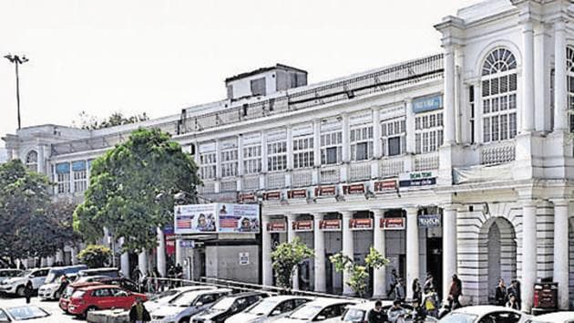 Connaught Place is a busy shopping hub and office district in central Delhi.(Mohd Zakir/HT Photo)