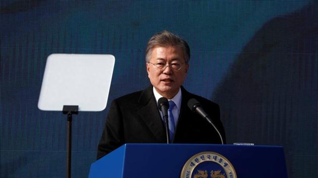 South Korean President Moon Jae-in delivers a speech during a ceremony celebrating the 99th anniversary of the March First Independence Movement against Japanese colonial rule, at Seodaemun Prison History Hall in Seoul, South Korea, March 1, 2018. (Reuters Photo) South Korean President Moon Jae-in delivers a speech during a ceremony celebrating the 99th anniversary of the March First Independence Movement against Japanese colonial rule, at Seodaemun Prison History Hall in Seoul, South Korea, March 1, 2018. (Reuters Photo)