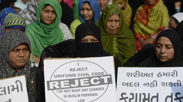 Muslim women at a rally to oppose the Uniform Civil Code in Ahmedabad on November 4, 2016.(AFP File Photo)