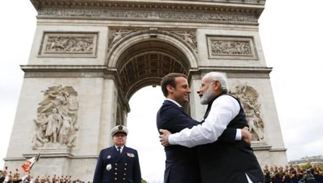 Indian Prime Minister Narendra Modi says goodbye to French President Emmanuel Macron after a ceremony at the Arc de Triomphe on the last leg of his four-nation visit to Paris on June 3, 2017. (AFP File Photo) Indian Prime Minister Narendra Modi says goodbye to French President Emmanuel Macron after a ceremony at the Arc de Triomphe on the last leg of his four-nation visit to Paris on June 3, 2017. (AFP File Photo)
