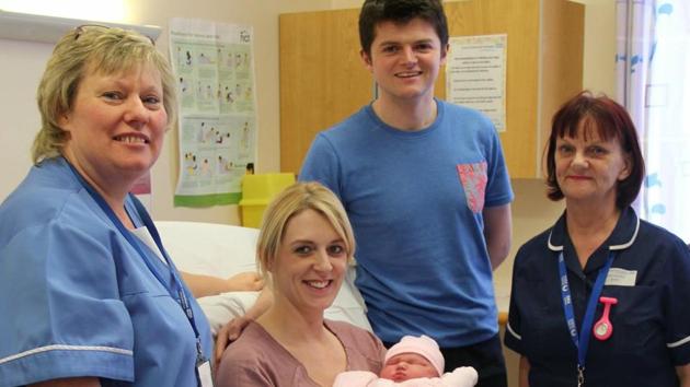 The child was named Sienna but quickly earned her own social media hashtag “#A66snowbaby”, referencing the name of the road in northern England where her mother Daniella Waring gave birth. (Twitter/NEAAmbulance) The child was named Sienna but quickly earned her own social media hashtag “#A66snowbaby”, referencing the name of the road in northern England where her mother Daniella Waring gave birth. (Twitter/NEAAmbulance)