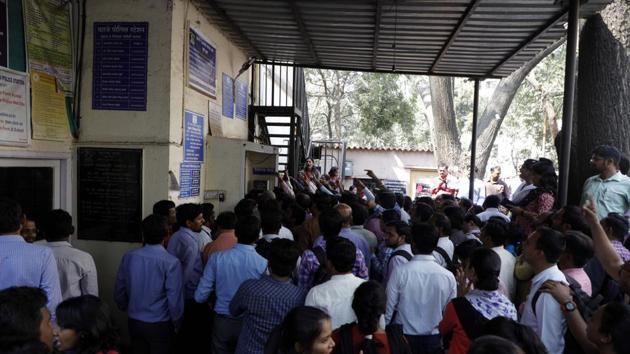 For the past few months, the association of the teaching and non-teaching staff of Sinhgad institutes have been demanding to replace the management with a more accountable administrator. (RAHUL RAUT/HT PHOTO) For the past few months, the association of the teaching and non-teaching staff of Sinhgad institutes have been demanding to replace the management with a more accountable administrator. (RAHUL RAUT/HT PHOTO)