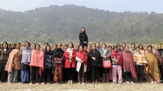 Rekha Rose Dukru, independent candidate of 17th Chizami meets villagers during an Assembly election campaign at Tsupfume village in Nagaland. (Samir Jana / HT Photo) Rekha Rose Dukru, independent candidate of 17th Chizami meets villagers during an Assembly election campaign at Tsupfume village in Nagaland. (Samir Jana / HT Photo)