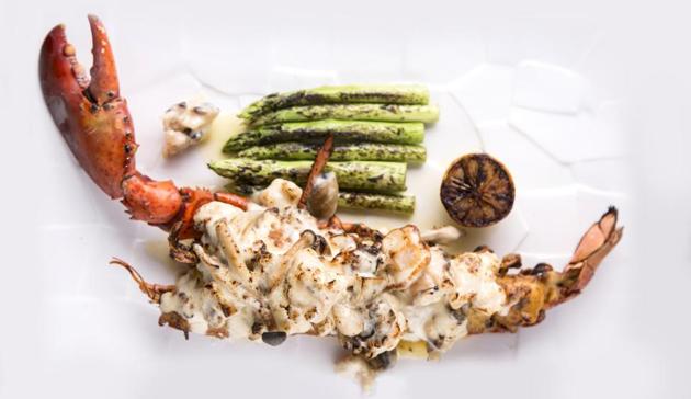 The lovely Luna Gusta on the 38th floor of the swanky St. Regis hotel in Mumbai offers a real Lobster Thermidor with lobster flown in from Boston The lovely Luna Gusta on the 38th floor of the swanky St. Regis hotel in Mumbai offers a real Lobster Thermidor with lobster flown in from Boston