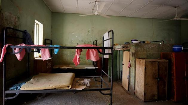 Pieces of student clothing and a mattress are seen on bunk beds in a student dormitory at the Government Girls Science and Technical College. Empty single storey buildings containing classrooms and dormitories are spread across the sprawling, but empty compound, interspersed with skeletal trees sprouting from red soil. (Afolabi Sotunde / REUTERS) Pieces of student clothing and a mattress are seen on bunk beds in a student dormitory at the Government Girls Science and Technical College. Empty single storey buildings containing classrooms and dormitories are spread across the sprawling, but empty compound, interspersed with skeletal trees sprouting from red soil. (Afolabi Sotunde / REUTERS)