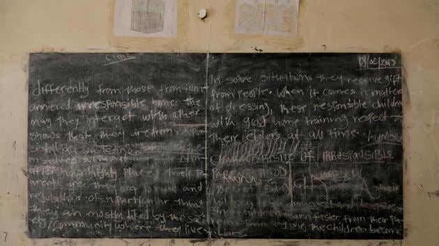 Notes written on a blackboard during a class on February 18, a day before the attack on the school. “I don’t want to return to that school again, except if I get transfer to another place. I am scared, even if the government provides security,” Amina said. (Afolabi Sotunde / REUTERS) Notes written on a blackboard during a class on February 18, a day before the attack on the school. “I don’t want to return to that school again, except if I get transfer to another place. I am scared, even if the government provides security,” Amina said. (Afolabi Sotunde / REUTERS)