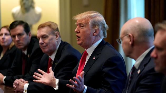 US President Donald Trump announces that the United States will impose tariffs of 25% on steel imports and 10% on imported aluminium, during a meeting at the White House in Washington on March 1, 2018. (REUTERS) US President Donald Trump announces that the United States will impose tariffs of 25% on steel imports and 10% on imported aluminium, during a meeting at the White House in Washington on March 1, 2018. (REUTERS)