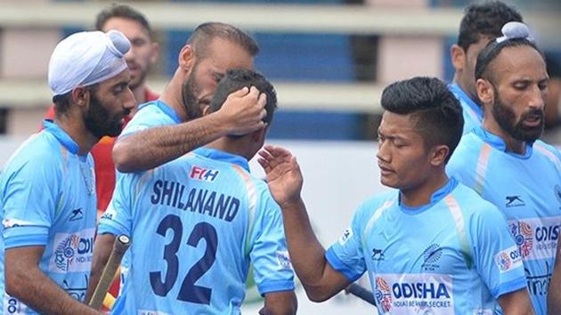 India scored through Shilanand Lakra (no. 32) but conceded a late equaliser to share the spoils against England in their Sultan Azlan Shah Cup hockey clash on Sunday.(Hockey India/Twitter)