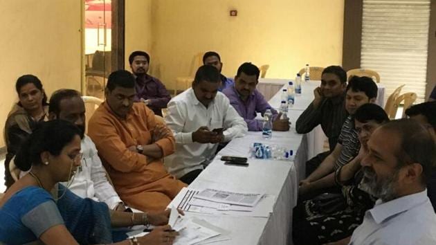 Over 70 residents attended the meeting called by Supriya Sule (in blue saree) where gram panchayat and zilla parishad members were also present . (HT PHOTO) Over 70 residents attended the meeting called by Supriya Sule (in blue saree) where gram panchayat and zilla parishad members were also present . (HT PHOTO)