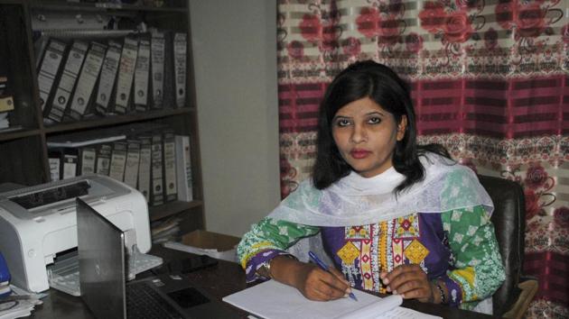 In this Feb 12, 2018 photo, Krishna Kumari, Kolhi works in her office in Hyderabad, Pakistan.(AP Photo)