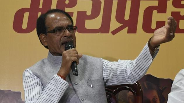 Madhya Pradesh chief minister Shivraj Singh Chouhan addresses a press conference in Bhopal on March 4.(Mujeeb Faruqui/HT File Photo)