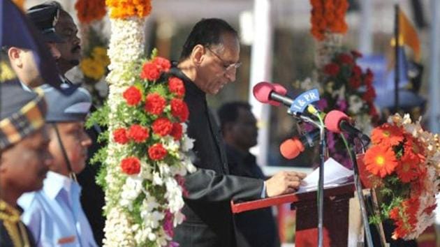 Governor E S L Narasimhan reiterated the state’s demand for special category status and implementation of all promises made in the AP Reorganisation Act. (HT PHOTO) Governor E S L Narasimhan reiterated the state’s demand for special category status and implementation of all promises made in the AP Reorganisation Act. (HT PHOTO)