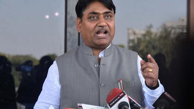 MLA Govind Singh Dotasara speaks to media persons at the state assembly in Jaipur. (Prabhakar Sharma/HT) MLA Govind Singh Dotasara speaks to media persons at the state assembly in Jaipur. (Prabhakar Sharma/HT)