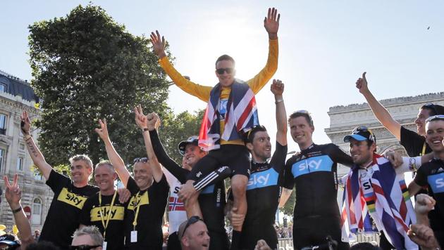 Bradley Wiggins, wearing the overall leader's yellow jersey, used a banned powerful corticosteroid to enhance his performance while preparing for 2012 Tour de France. (AP) Bradley Wiggins, wearing the overall leader's yellow jersey, used a banned powerful corticosteroid to enhance his performance while preparing for 2012 Tour de France. (AP)