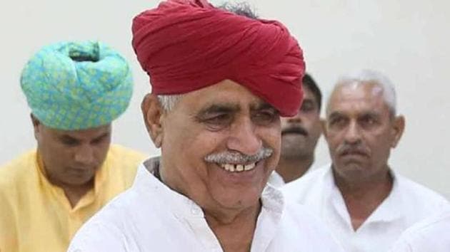 Bainsla declared to start a fresh agitation after 25 days from the Malarna railway station in Sawai Madhopur district.(HT File/Himanshu Vyas)