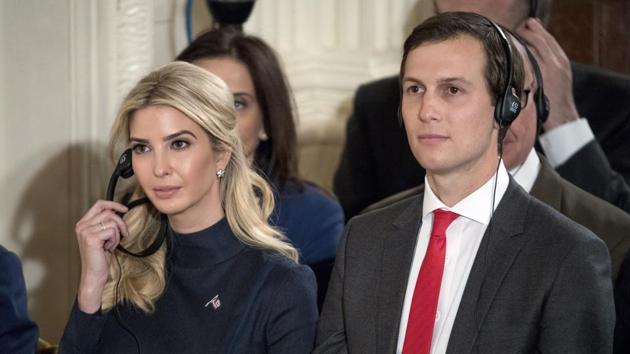Ivanka Trump, the daughter of President Donald Trump, and her husband Jared Kushner, senior adviser to President Donald Trump, attend a joint news conference with the president and German Chancellor Angela Merkel in the East Room of the White House in Washington. (AP Photo) Ivanka Trump, the daughter of President Donald Trump, and her husband Jared Kushner, senior adviser to President Donald Trump, attend a joint news conference with the president and German Chancellor Angela Merkel in the East Room of the White House in Washington. (AP Photo)