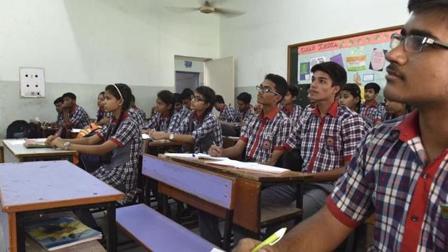 A Kendriya Vidyalaya in Andrews Ganj, New Delhi. The Supreme Court had in January issued a notice to the Centre, asking it to respond to a petition that alleged that a prayer sung in Hindi during the morning assembly at 1,125 Kendriya Vidyalayas across the country violates the Constitution by promoting one religion. (Saumya Khandelwal/HT File Photo) A Kendriya Vidyalaya in Andrews Ganj, New Delhi. The Supreme Court had in January issued a notice to the Centre, asking it to respond to a petition that alleged that a prayer sung in Hindi during the morning assembly at 1,125 Kendriya Vidyalayas across the country violates the Constitution by promoting one religion. (Saumya Khandelwal/HT File Photo)
