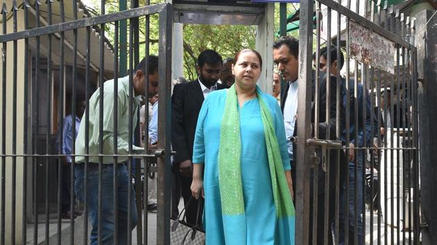 A special court in New Delhi granted bail on Monday to RJD chief Lalu Prasad’s daughter Misa Bharti and her husband in a money laundering case, on a personal bond of Rs two lakh with a surety of a like amount each and directed them not to leave the country without prior permission of the court. The two had moved bail applications. (Raj K Raj / HT Photo) 
