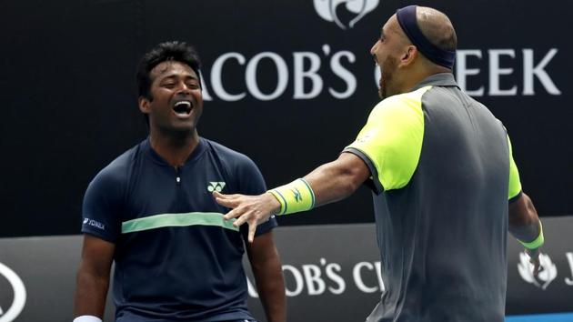 India's Leander Paes (L) and Purav Raja saw movement in the tennis rankings on Monday.(AP)