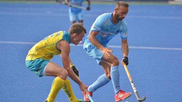 Ramandeep Singh (right) scored a brace for Indian hockey team against Australia in Sultan Azlan Shah hockey.(Hockey India)