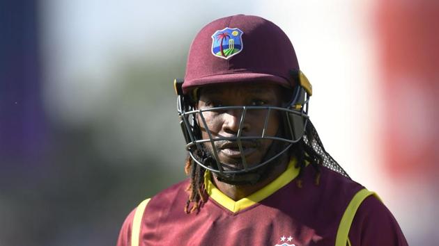 West Indies star Chris Gayle scored a century to guide his side to victory over UAE. Catch full cricket score of West Indies vs UAE, ICC World Cup Qualifier, here.(Twitter/ICC)