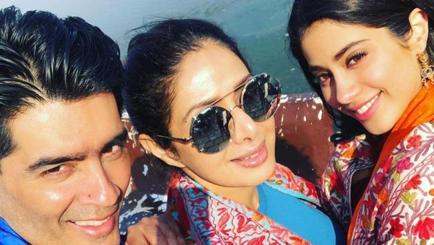 Manish Malhotra, Sridevi and Janhvi Kapoor in a photo shared by the designer. (Instagram) Manish Malhotra, Sridevi and Janhvi Kapoor in a photo shared by the designer. (Instagram)