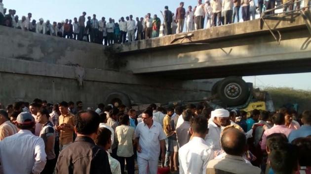 The accident occurred at Ranghona village in Bhavnagar district of Gujarat.(ANI Photo)
