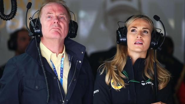 File -- Former F1 driver Jonathan Palmer and Carmen Jorda of Spain watch during the Formula One Grand Prix of China at Shanghai International Circuit on April 10, 2015. (Getty Images) File -- Former F1 driver Jonathan Palmer and Carmen Jorda of Spain watch during the Formula One Grand Prix of China at Shanghai International Circuit on April 10, 2015. (Getty Images)