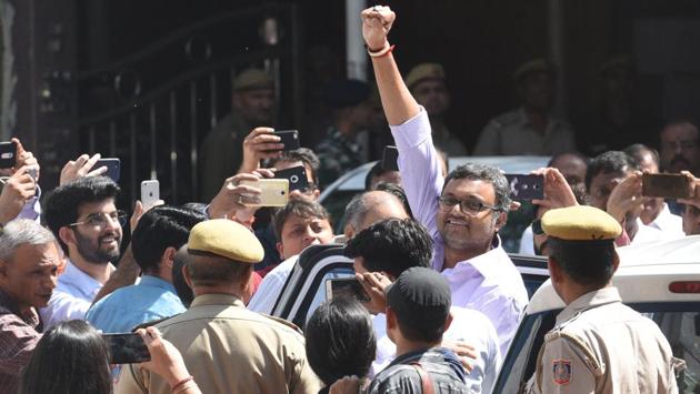 The CBI on Tuesday produced Karti Chidambaram, before a Delhi court and sought his custody for nine more days. The court allowed Karti to meet his father, former finance minister P Chidambaram, and mother Nalini Chidambram for 10 minutes. 46-year-old Karti is accused of using his influence in the finance ministry — at a time when his father was the minister — to help INX Media get approval for foreign investments from three Mauritius-based investors. (Raj K Raj / HT Photo) The CBI on Tuesday produced Karti Chidambaram, before a Delhi court and sought his custody for nine more days. The court allowed Karti to meet his father, former finance minister P Chidambaram, and mother Nalini Chidambram for 10 minutes. 46-year-old Karti is accused of using his influence in the finance ministry — at a time when his father was the minister — to help INX Media get approval for foreign investments from three Mauritius-based investors. (Raj K Raj / HT Photo)