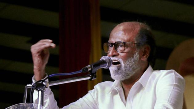 Tamil Superstar Rajinikanth addressies students after unveiling a statue of former chief minister and his super-senior in the film industry, MG Ramachandran at the Dr MGR Educational and Research Institute in Chennai on Monday. (PTI Photo) Tamil Superstar Rajinikanth addressies students after unveiling a statue of former chief minister and his super-senior in the film industry, MG Ramachandran at the Dr MGR Educational and Research Institute in Chennai on Monday. (PTI Photo)