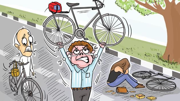A senior official of the accounts department on the condition of anonymity said many employees were likely to bypass the order by park their vehicles in the parking lots of Sector 17 and walk to office.(Illustration by Daljeet Kaur Sandhu)