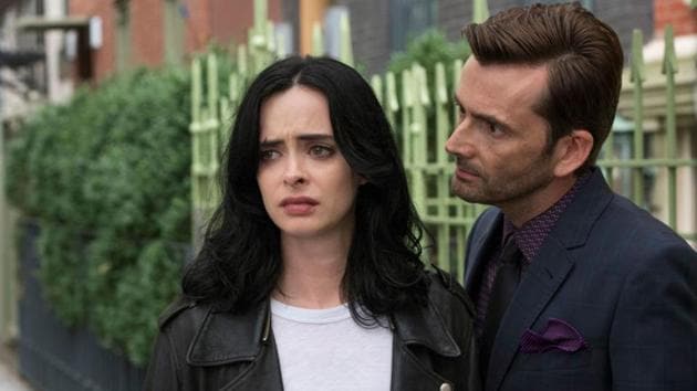 Krysten Ritter and David Tennant in a still from Jessica Jones season 2. (Netflix) Krysten Ritter and David Tennant in a still from Jessica Jones season 2. (Netflix)