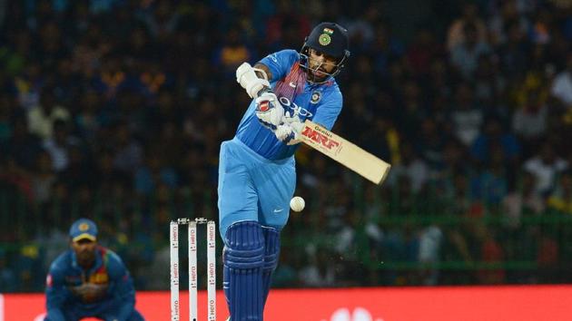 Shikhar Dhawan’s 90 went in vain as Sri Lanka comfortably chased down India’s total in the opening match of the Nidahas Trophy T20 series in Colombo on Tuesday.(AFP)