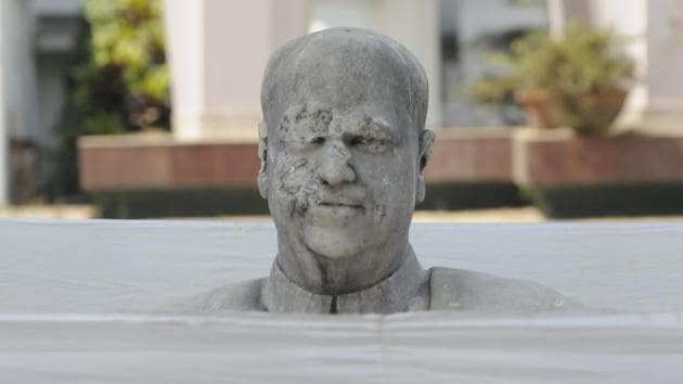 Restoration work in progress after Syama Prasad Mookerjee’s statue was vandalised in Kolkata.The attacks on statues of leaders that started in Tripura are spreading through the country with the latest incident reported from Uttar Pradesh. Statues of Communist, right-wing and anti-caste champions have been targeted in recent days. PM Modi on Wednesday condemned the incidents of vandalism and warned of stern action against those found guilty. (Samir Jana / HT Photo) Restoration work in progress after Syama Prasad Mookerjee’s statue was vandalised in Kolkata.The attacks on statues of leaders that started in Tripura are spreading through the country with the latest incident reported from Uttar Pradesh. Statues of Communist, right-wing and anti-caste champions have been targeted in recent days. PM Modi on Wednesday condemned the incidents of vandalism and warned of stern action against those found guilty. (Samir Jana / HT Photo)