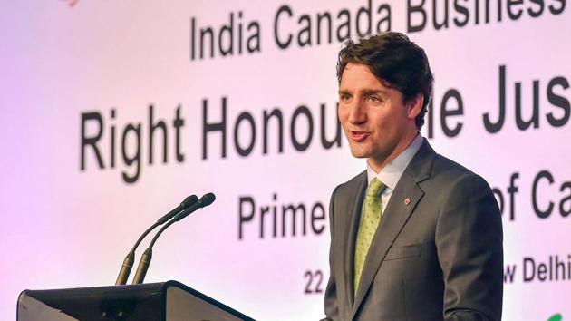 Canadian Prime Minister Justin Trudeau addresses the India Canada Business Session in New Delhi. (PTI Photo) Canadian Prime Minister Justin Trudeau addresses the India Canada Business Session in New Delhi. (PTI Photo)
