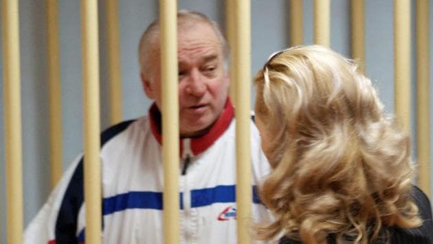 Sergei Skripal, a former colonel of Russia's GRU military intelligence service, looks on inside the defendants' cage as he attends a hearing at the Moscow military district court, Russia August 9, 2006.(REUTERS FILE)