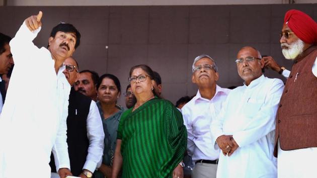 Rajasthan chief minister Vasundhara Raje inspects preparations for PM Narendra Modi ‘s visit to Jhunjhunu. (HT Photo.) Rajasthan chief minister Vasundhara Raje inspects preparations for PM Narendra Modi ‘s visit to Jhunjhunu. (HT Photo.)