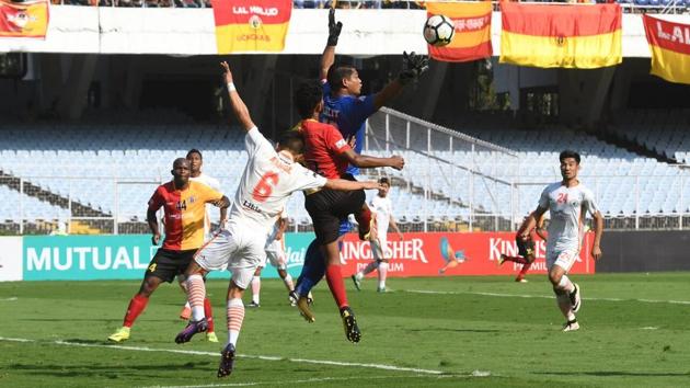 NEROCA FC and East Bengal FC played out a draw in their I-League encounter in Kolkata on Thursday. (AIFF) NEROCA FC and East Bengal FC played out a draw in their I-League encounter in Kolkata on Thursday. (AIFF)