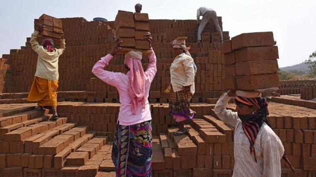 Many of the women workers are migrants and live near the brick kilns with little access to proper food or nutrition, healthcare and medical facilities.  (Pratham Gokhale/HT Photo) 