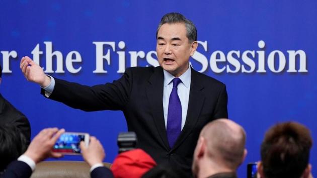 China's foreign minister Wang Yi speaks to the media during a news conference during the National People's Congress (NPC), China's parliamentary body, in Beijing, on March 8, 2018.(REUTERS)