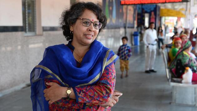 Saumya Mathur, head of the Jaipur railway division, is a mother of two and said she hoped young girls passing through the station would take note of those in charge and “start believing in themselves”. “Just a little push is needed to make a girl feel that she can do what she wishes to do. She can dream of doing things which earlier she would not have dreamt of,” she said. (Sajjad Hussain / AFP)