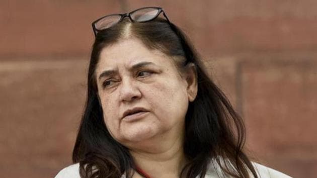 Union minister for Women and Child Development Maneka Gandhi during the ongoing monsoon session of Parliament, in New Delhi.(PTI File Photo)